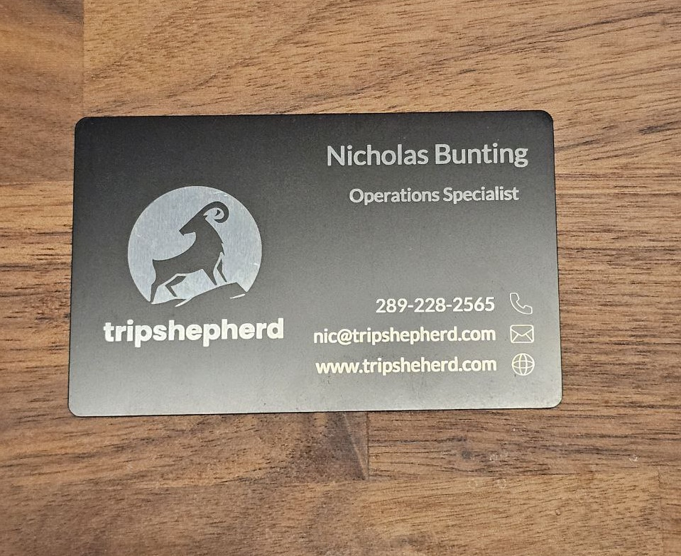 Niagara laser engraving metal business card design
